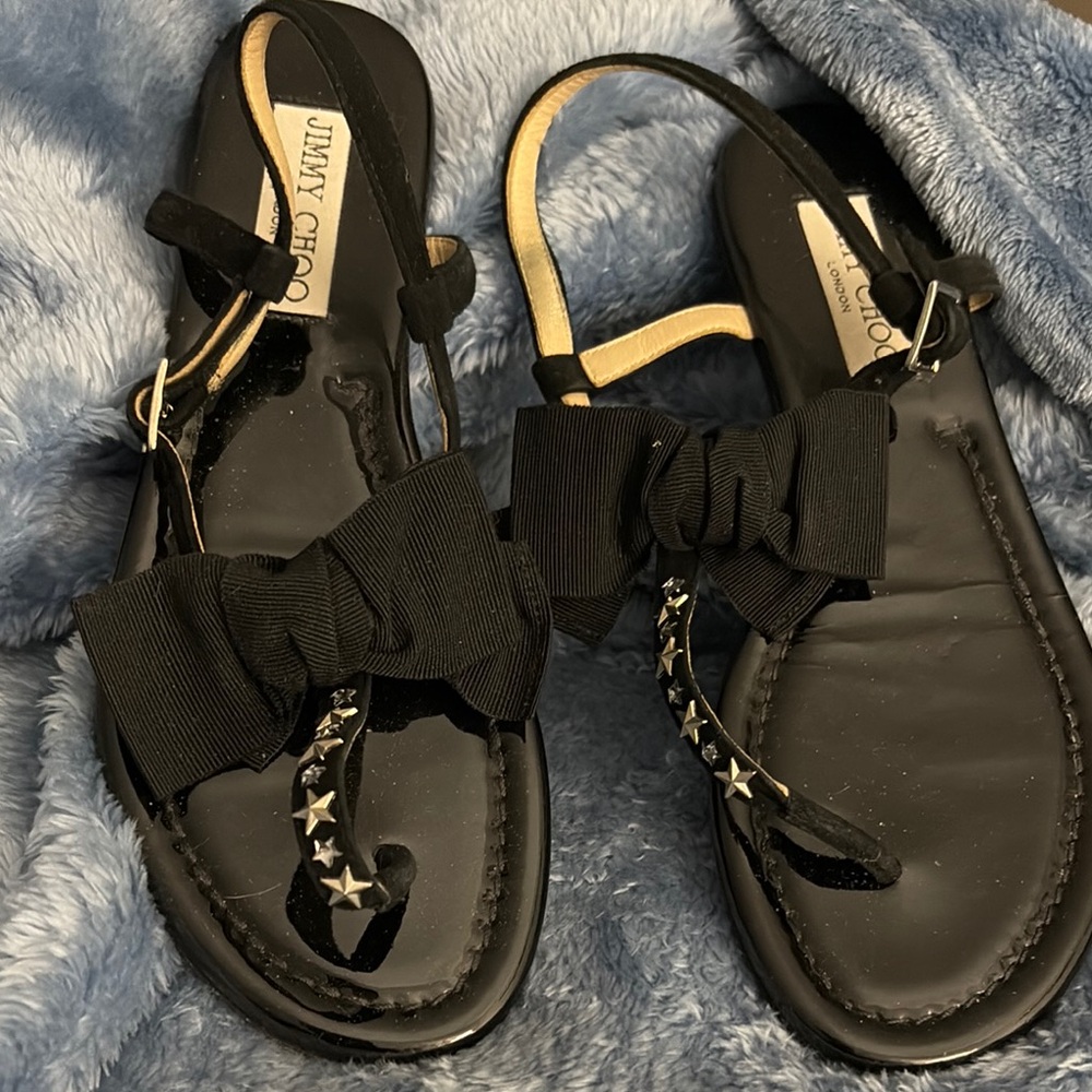 Jimmy Choo Black Sandals with Intricate Straps